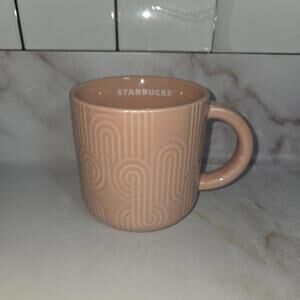 Starbucks Spring 2024 Pearlescent Pastel Pink Wave Curved  Ceramic Mug, 14oz